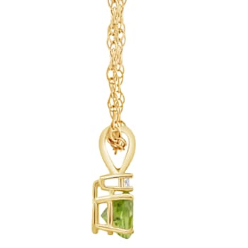6mm Round Peridot with Diamond Accent 14k Yellow Gold Pendant With Chain