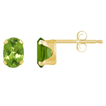 6x4mm Oval Peridot 10k Yellow Gold Stud Earrings