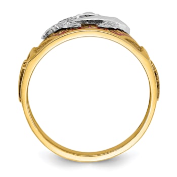 10K Two-Tone Yellow and White Gold Men's Textured and Enameled Masonic
Shriner's Ring