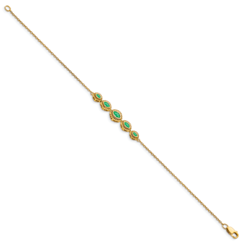 14k Yellow Gold Marquise Emerald Bracelet