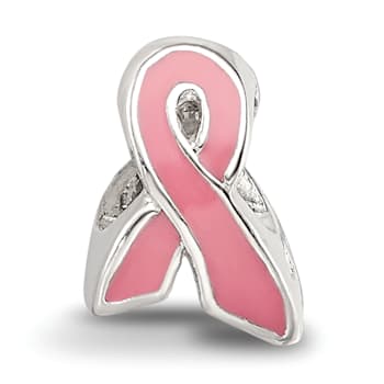 Sterling Silver Kids Enameled Breast Cancer Awareness Bead