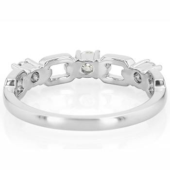 Moissanite And LInk Ring In Sterling Silver