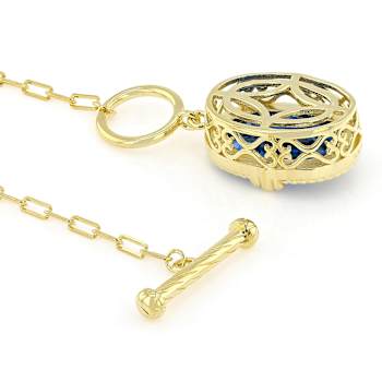 Lab-Created Blue Spinel Toggle Station Necklace In 18K Gold Over
Sterling Silver 11.69ct