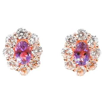 Amethyst and CZ 0.95 Ctw Round 18K Rose Gold Over Sterling Silver Center
Design Earrings Jewelry