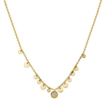 White Lab Created Sapphire 18k Yellow Gold Over Sterling Silver Necklace 0.21ctw