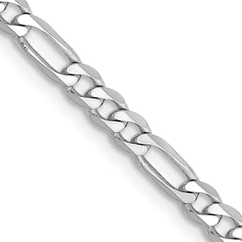 14K White Gold 3mm Flat Figaro Chain Necklace