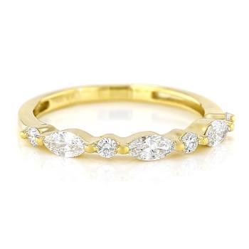 Lab-Grown Diamond Marquise And Round Ring In 14K Gold Over Sterling Silver