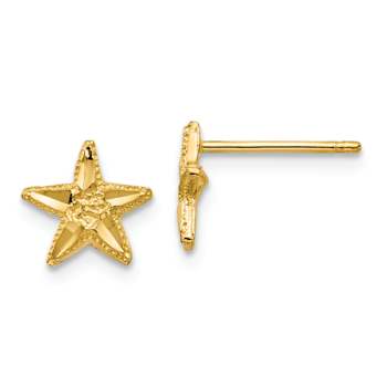 14k Yellow Gold Diamond-Cut 8mm Starfish Stud Earrings