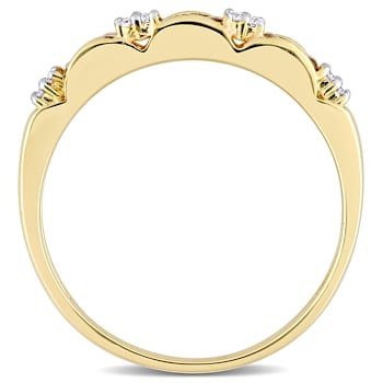 Citrine and Diamond 10K Yellow Gold Eternity Ring 0.43ctw