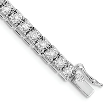 Rhodium Over 14k White Gold Diamond Tennis Bracelet