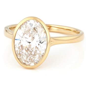 Oval Lab-Grown Diamond Solitaire Ring In Solid 14K Gold