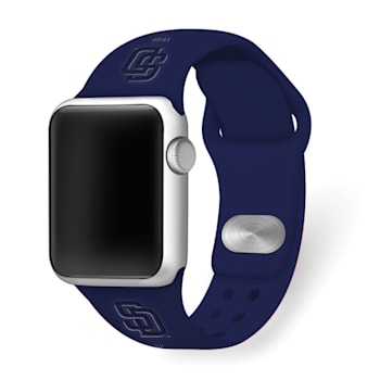 Gametime San Diego Padres Debossed Silicone Apple Watch Band (42/44mm
M/L). Watch not included.