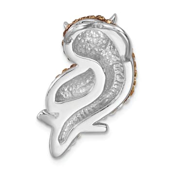 Rhodium Over Sterling Silver Polished Crystal Owl Slide Pendant