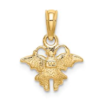 14k Yellow Gold Textured Pink Enamel Mini Butterfly Charm