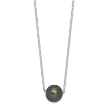 Rhodium Over Sterling Silver 8-9mm Semi-round Tahitian Saltwater
Cultured Pearl Necklace