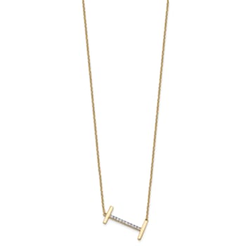 14k Yellow Gold and Rhodium Over 14k Yellow Gold Sideways Diamond
Initial I Pendant 18 Inch Necklace