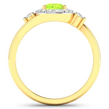 0.9ctw Green Peridot and Diamond 14K Yellow Gold Halo Ring