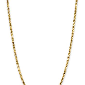 14k Yellow Gold 4mm Diamond-Cut Rope 16 Inch Chain