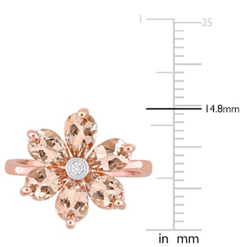 2.37ctw Morganite And Diamond Accent 10k Rose Gold Floral Ring