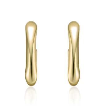 Geometric G-Shaped Hoop Earrings In 14K Gold Over Brass