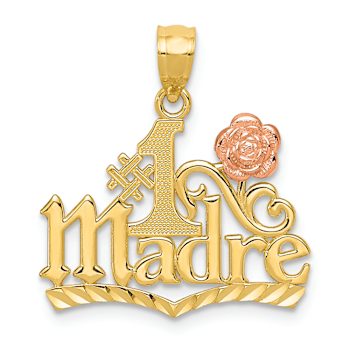 14k Yellow Gold and 14k Rose Gold Diamond-Cut and Textured #1 Madre Pendant