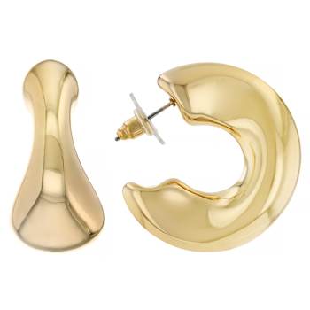 Sculptural Gold-Tone Hoop Earring Set Of 5