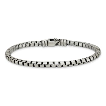 Sterling Silver Antiqued and Satin 4.0mm Box 8 Inch Chain