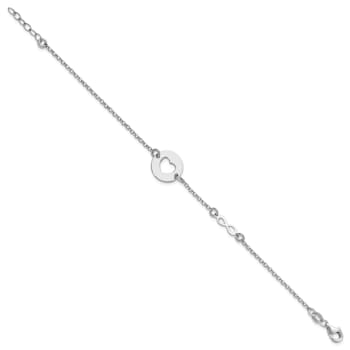 Sterling Silver Rhodium-plated Heart and Infinity with 0.5 Inch
Extension Bracelet