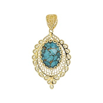 Turquoise Doublet Enhancer Pendant In 18K Gold Over Sterling Silver 20x15mm