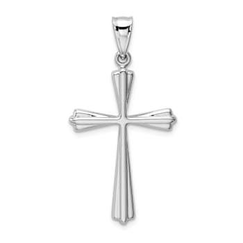 Rhodium Over 14k White Gold Polished Cross Pendant