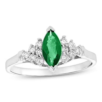 0.69ctw Emerald and Diamond Ring in 14k White Gold