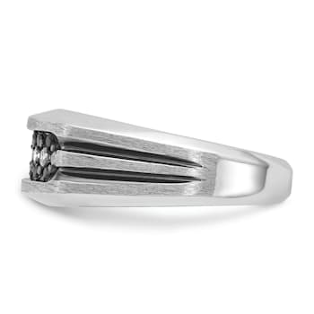 Rhodium Over 10K White Gold Men's Black and White Diamond Ring With
Black Rhodium 0.55ctw