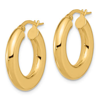14k Yellow Gold Polished 7/8" Tube Hoop Earrings