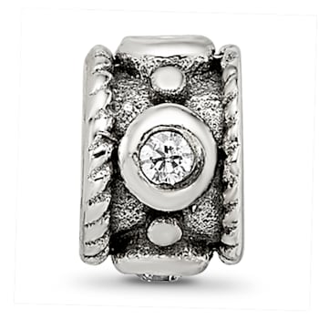 Sterling Silver Cubic Zirconia Rope Bead