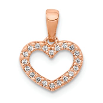 14k Rose Gold Diamond Heart Pendant