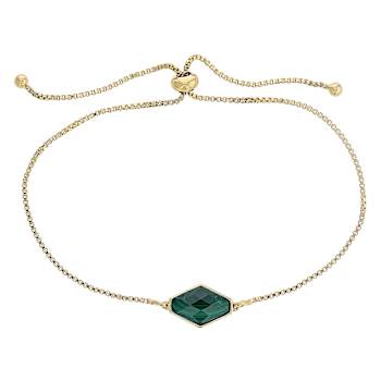 Malachite Freeform Bolo Bracelet In 18K Gold Over Sterling Silver 2.64ct