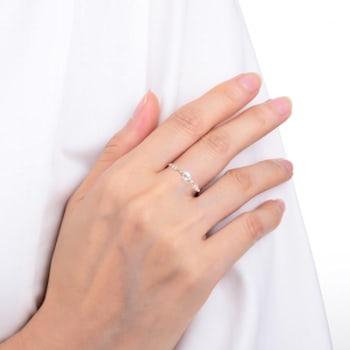 Freshwater Pearl with Moissanite Accents 18K Rose Gold Over Sterling
Silver Ring