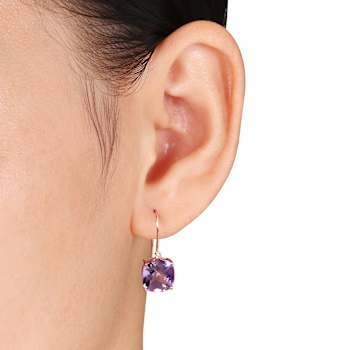 Amethyst and Diamond 10K Pink Gold Earrings 7.02ctw