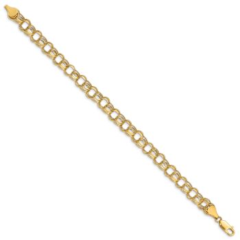 10k Yellow Gold 7mm Diamond-Cut Triple Link Charm Bracelet