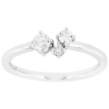 Symbolic Lab-Grown Diamond Three-Stone Ring In Sterling Silver