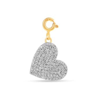 Lab Created White Sapphire 18k Yellow Gold Over Sterling Silver Cluster
Heart Pendant Pave Charm