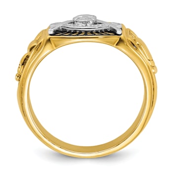 10K Two-Tone Yellow and White Gold Men's Textured and Black Enamel Past
Master Masonic Ring
