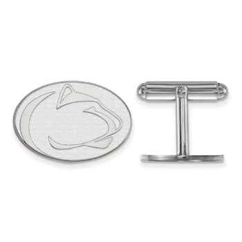 Rhodium Over Sterling Silver LogoArt Penn State University Cuff Links