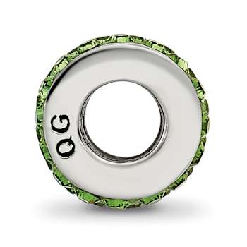 Sterling Silver Reflections Green Double Row Preciosa Crystal Bead