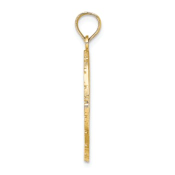 14k Yellow Gold Textured Jamaica with Bird and Flowers pendant