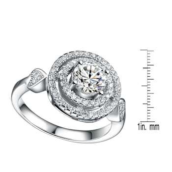 CZ Halo Ring In Sterling Silver