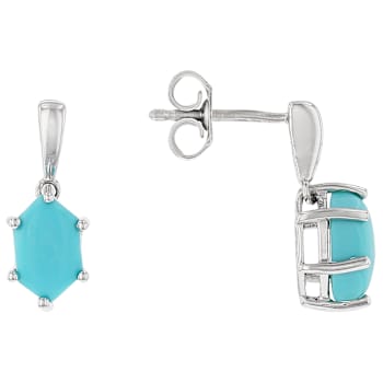 Hexagon Turquoise Sterling Silver Dangle Earrings