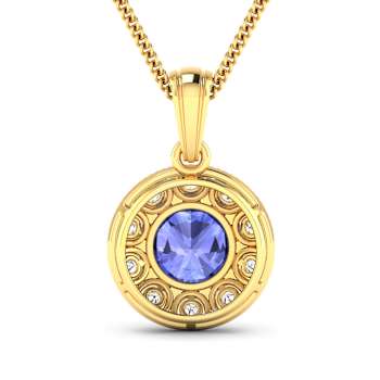 2.02ctw 14K Yellow Gold Tanzanite and White Diamond Pendant with 18 inch
Cable Chain