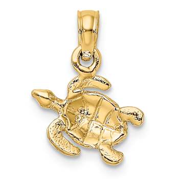 10K Yellow Gold Textured Sea Turtle Charm