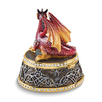 Bejeweled KAI Red Dragon Necklace with Trinket Box